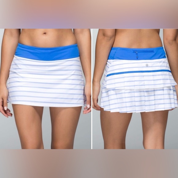 RARE Lululemon Run Pace Setter Skirt 2-Way Stretch Deauville Stripe Pipe Dream 6 - Picture 1 of 16